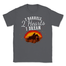 Load image into Gallery viewer, 3 Barrels 2 Hearts 1 Dream Rodeo Barrel racing Girls Unisex T-Shirt