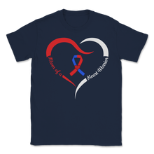 Load image into Gallery viewer, Mom Of A Heart Warrior CHD Awareness Ribbon Heart Unisex T-Shirt