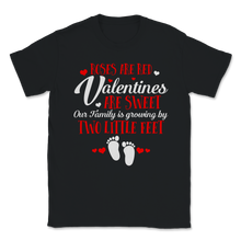 Load image into Gallery viewer, Pregnancy Announcement Red Roses Sweet Valentines Day Unisex T-Shirt