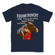 Load image into Gallery viewer, Equietrovert Horse Saying Equestrian Introvert Unisex T-Shirt