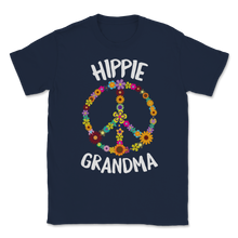 Load image into Gallery viewer, Hippe Grandma Peace Sign With Flowers Retro Groovy Unisex T-Shirt