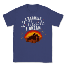 Load image into Gallery viewer, 3 Barrels 2 Hearts 1 Dream Rodeo Barrel racing Girls Unisex T-Shirt
