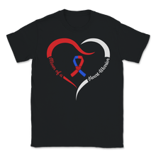 Load image into Gallery viewer, Mom Of A Heart Warrior CHD Awareness Ribbon Heart Unisex T-Shirt