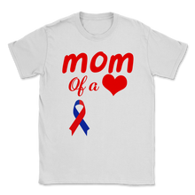 Load image into Gallery viewer, Mom Of A Heart Warrior CHD Awareness Ribbon Heart Unisex T-Shirt