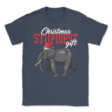 Load image into Gallery viewer, Elephant Stupidest Gift Wearing Santa Hat for Women Unisex T-Shirt