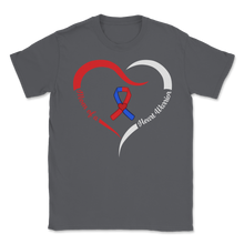 Load image into Gallery viewer, Mom Of A Heart Warrior CHD Awareness Ribbon Heart Unisex T-Shirt