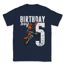 Load image into Gallery viewer, 5th Birthday Party Boy 5 Years Old Dirt Bike Party Unisex T-Shirt