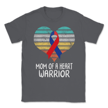 Load image into Gallery viewer, Mom Of A Heart Warrior CHD Awareness Vintage Ribbon Unisex T-Shirt
