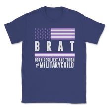 Load image into Gallery viewer, Military Child Month Awareness Ribbon Purple Up Brat Unisex T-Shirt