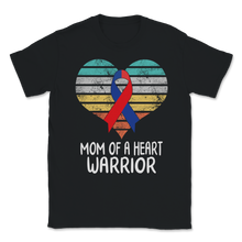Load image into Gallery viewer, Mom Of A Heart Warrior CHD Awareness Vintage Ribbon Unisex T-Shirt