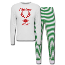 Load image into Gallery viewer, Flock Red 2020 Christmas Pajama Set - white/green stripe