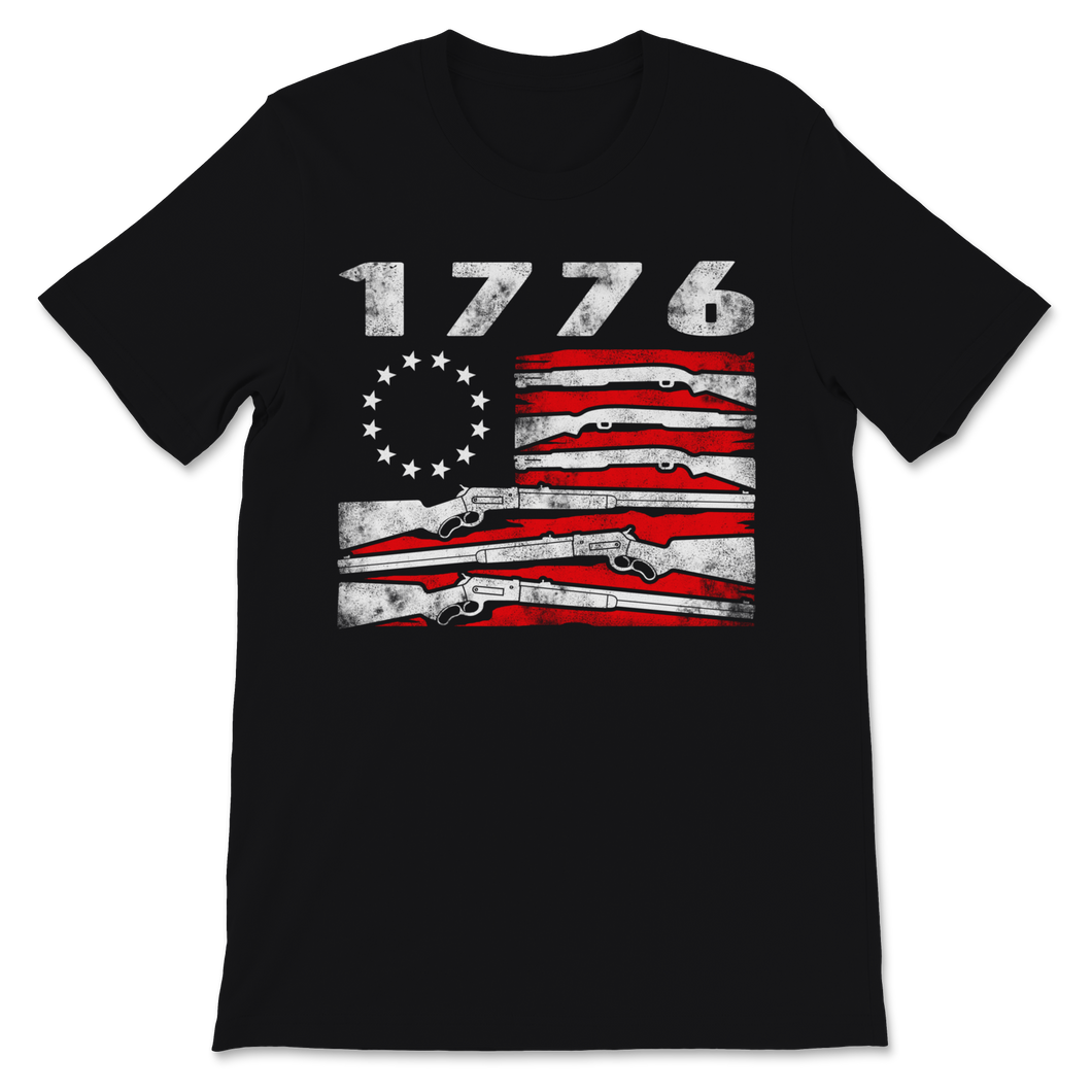 1776 Betsy Ross 4th Of July Retro Patriotic Guns USA Unisex T-Shirt