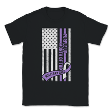 Load image into Gallery viewer, Military Child Month April Purple Up Awareness Ribbon Unisex T-Shirt
