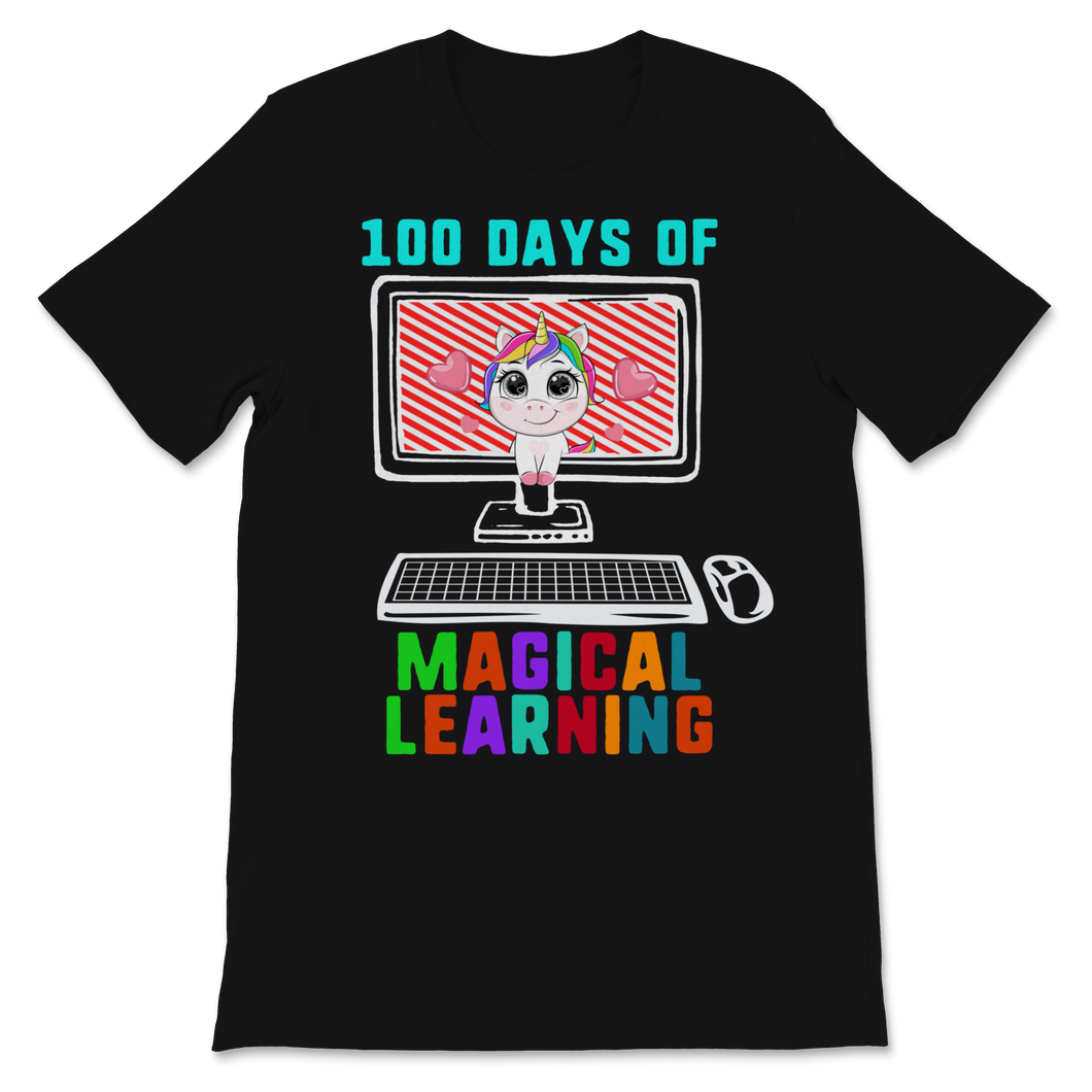 100th Day Of School Shirt For Girls Cute Unicorn 100 Unisex T-Shirt