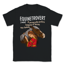 Load image into Gallery viewer, Equietrovert Horse Saying Equestrian Introvert Unisex T-Shirt

