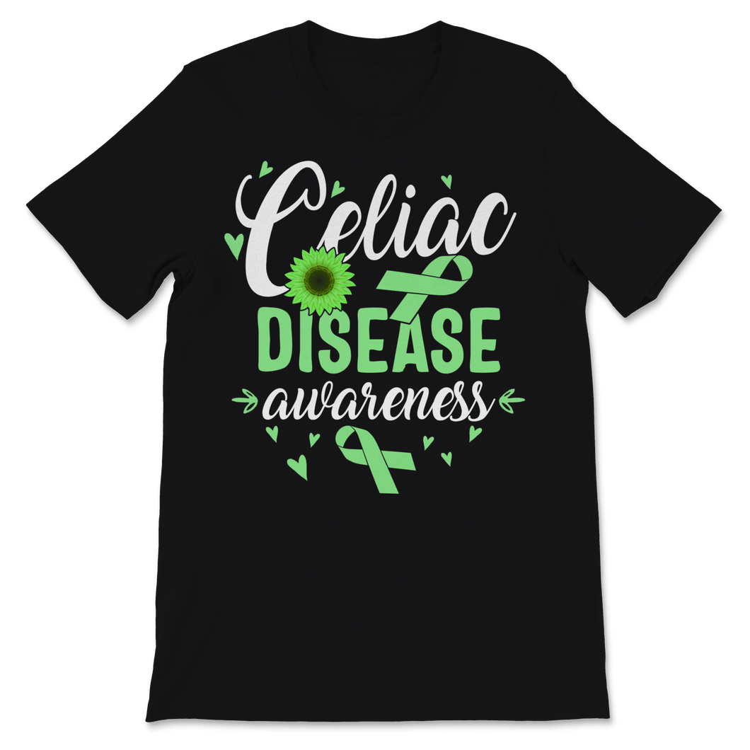 Celiac Disease Awareness Sunflower Green Ribbon Gluten Unisex T-Shirt