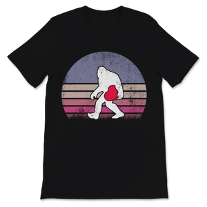 Bigfoot Heart Shirt Valentine's Day Gift Men Love Unisex T-Shirt