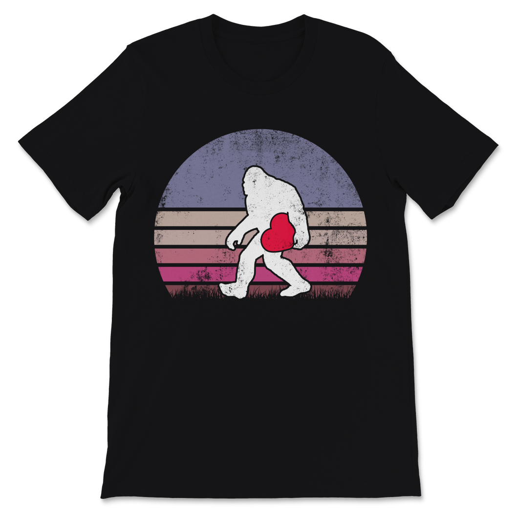 Bigfoot Heart Shirt Valentine's Day Gift Men Love Unisex T-Shirt