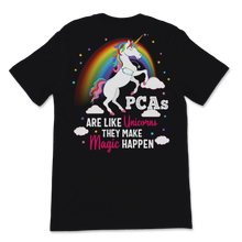 Load image into Gallery viewer, PCAs Like Unicorns They Make Magic Happens Rainbow Unisex T-Shirt
