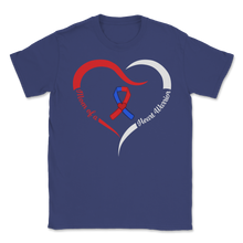Load image into Gallery viewer, Mom Of A Heart Warrior CHD Awareness Ribbon Heart Unisex T-Shirt
