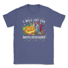 Load image into Gallery viewer, I'll Cut You With Scissors Halloween Hairstylist Unisex T-Shirt
