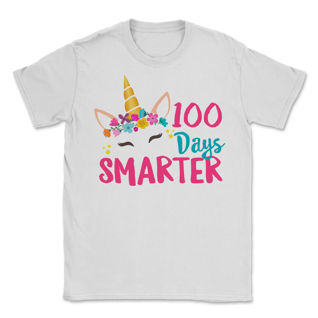 100th Day Of School Shirt For Girls Cute Unicorn 100 Unisex T-Shirt
