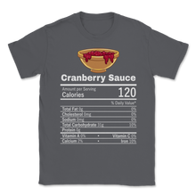 Load image into Gallery viewer, Cranberry Sauce Nutrition Thanksgiving Costume Women Unisex T-Shirt
