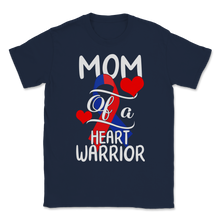 Load image into Gallery viewer, Mom of a Heart Warrior CHD Disease Awareness Red Blue Unisex T-Shirt
