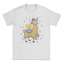 Load image into Gallery viewer, Menorah Hanukkah Llama Happy Llamakkah Llama Christmas Unisex T-Shirt
