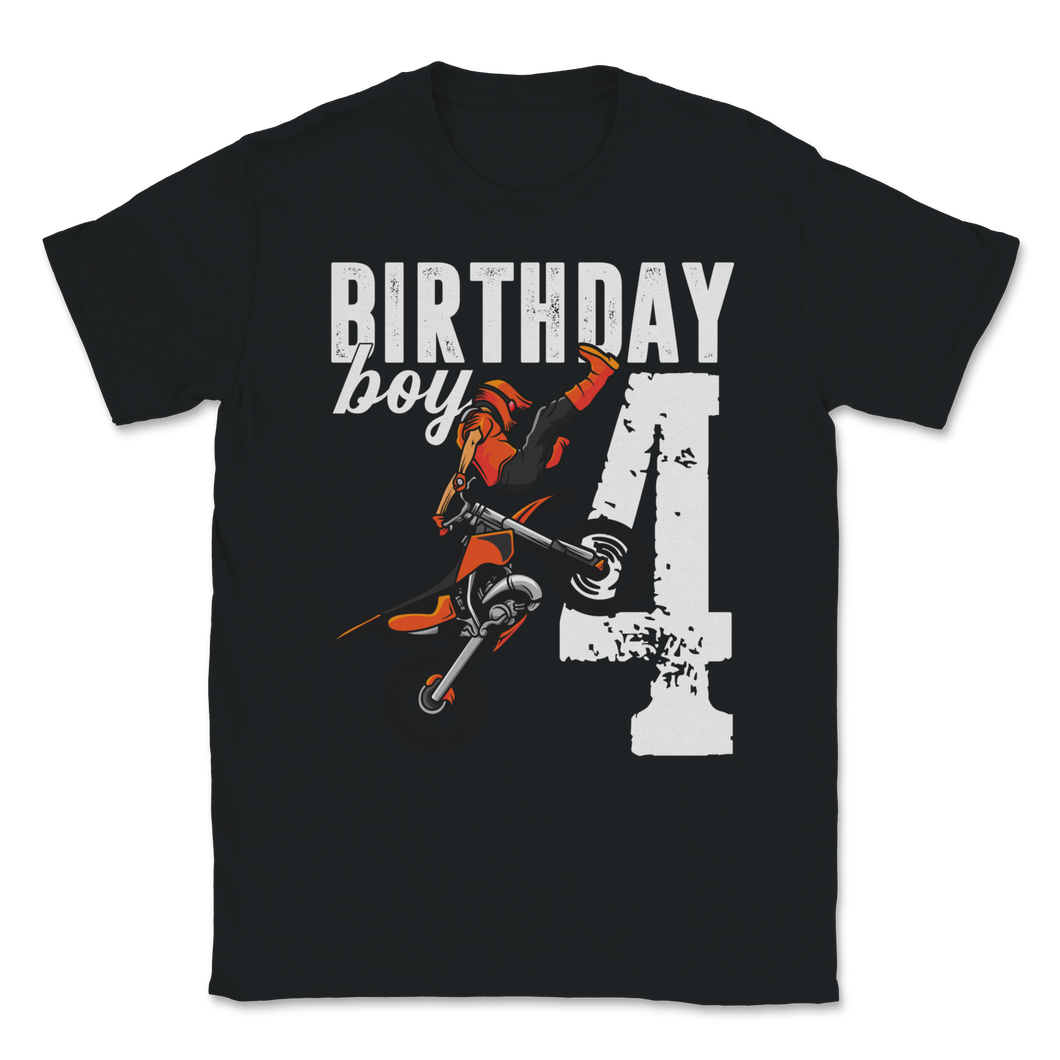 4th Birthday Party Boy 4 Years Old Dirt Bike Party Unisex T-Shirt