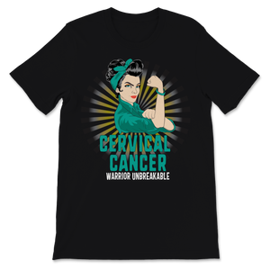 Cervical Cancer Awareness Warrior Unbreakable Teal Unisex T-Shirt