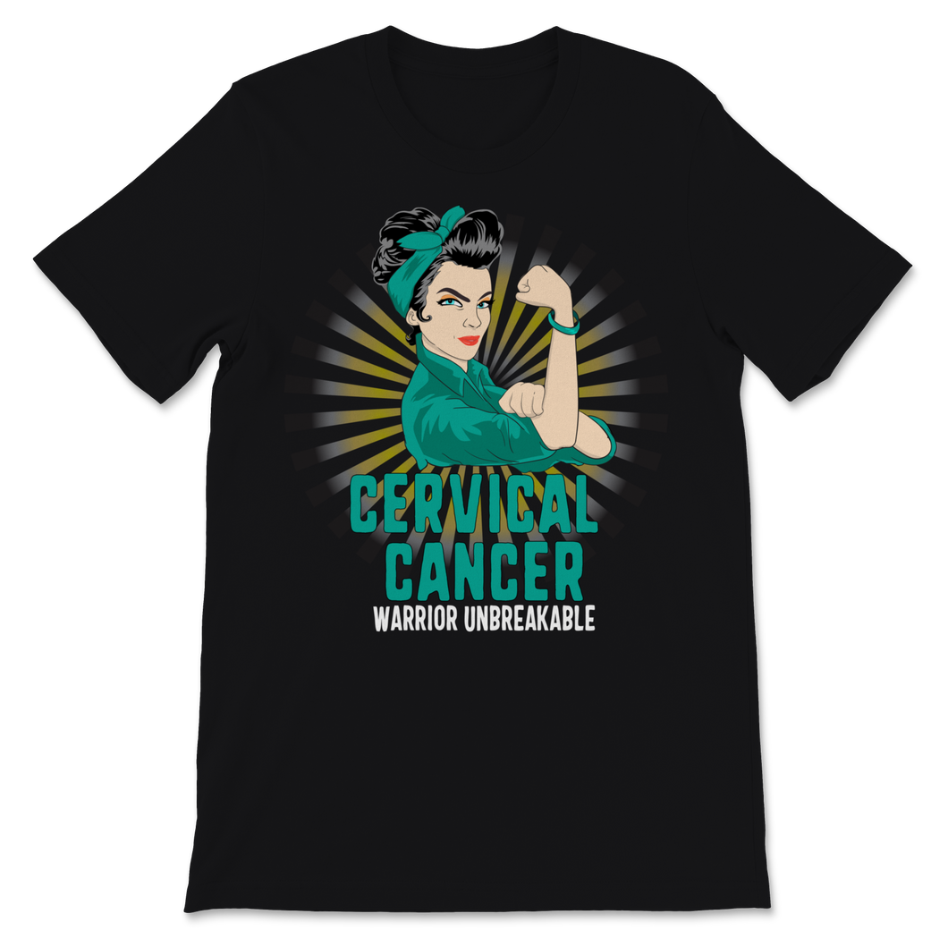 Cervical Cancer Awareness Warrior Unbreakable Teal Unisex T-Shirt