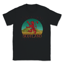 Load image into Gallery viewer, Scottish Rampant Lion Vintage Retro Sunset Scotland Unisex T-Shirt
