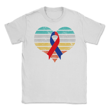 Load image into Gallery viewer, Mom Of A Heart Warrior CHD Awareness Vintage Ribbon Unisex T-Shirt
