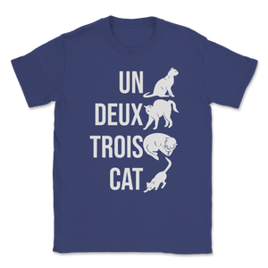 Cat French Pun Un Deux Trois Learn French Numbers Unisex T-Shirt