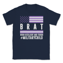 Load image into Gallery viewer, Military Child Month Awareness Ribbon Purple Up Brat Unisex T-Shirt
