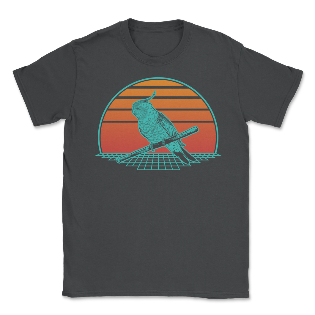 Cockatiel Birb Parrot Vaporwave Sunset Budgie Kawaii Unisex T-Shirt