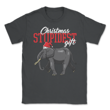 Load image into Gallery viewer, Elephant Stupidest Gift Wearing Santa Hat for Women Unisex T-Shirt
