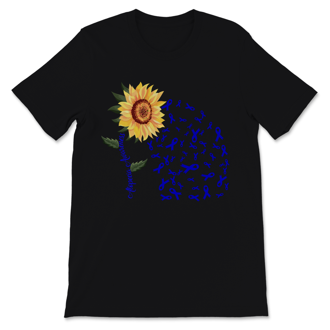 Alopecia Awareness Sunflower Dark Blue Ribbon Hair Unisex T-Shirt