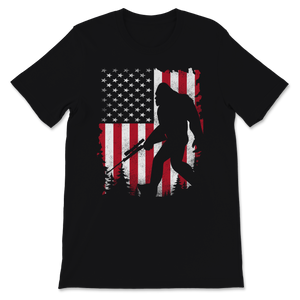 Bigfoot Holding Hunting Rifle Hunt Gun USA American Unisex T-Shirt