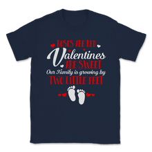 Load image into Gallery viewer, Pregnancy Announcement Red Roses Sweet Valentines Day Unisex T-Shirt
