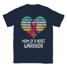 Load image into Gallery viewer, Mom Of A Heart Warrior CHD Awareness Vintage Ribbon Unisex T-Shirt
