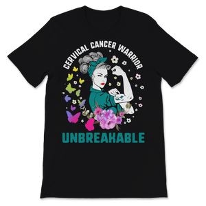 Cervical Cancer Awareness Warrior Unbreakable White & Unisex T-Shirt