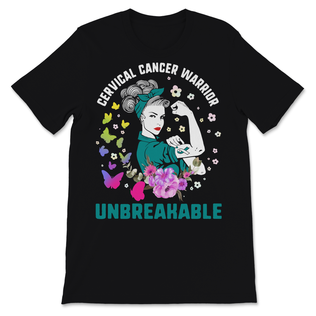 Cervical Cancer Awareness Warrior Unbreakable White & Unisex T-Shirt