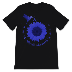 Alopecia Awareness Flower Cute Bird Dark Blue Ribbon Unisex T-Shirt