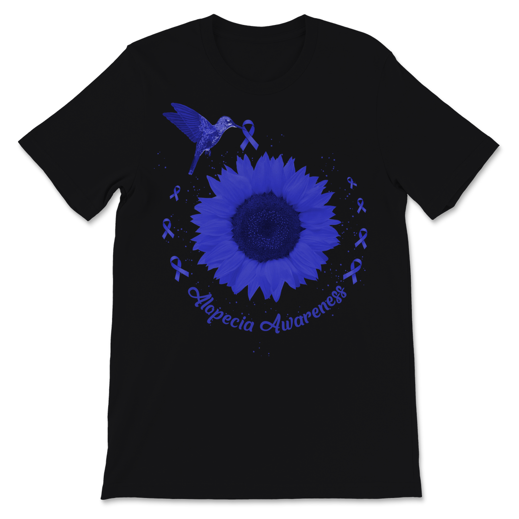 Alopecia Awareness Flower Cute Bird Dark Blue Ribbon Unisex T-Shirt