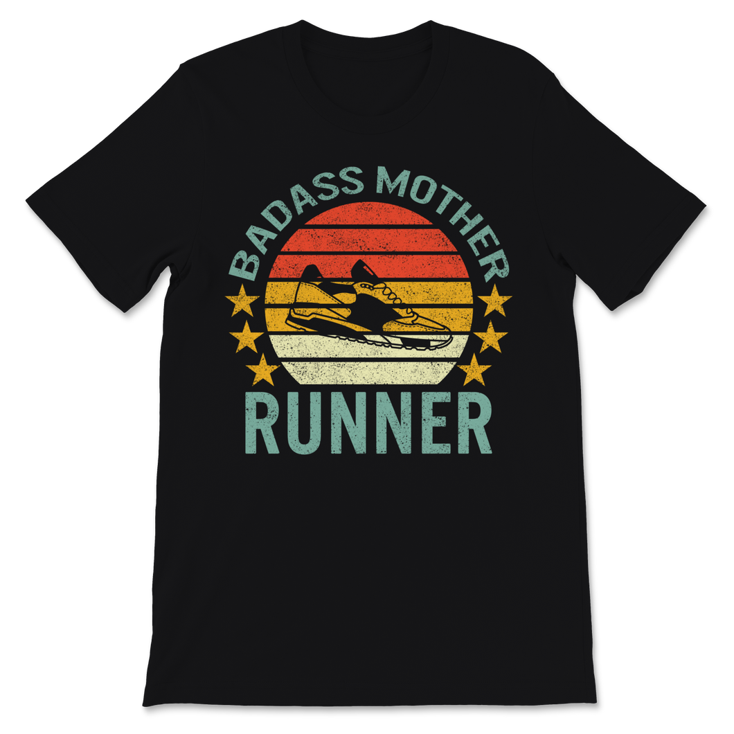 Badass Mother Runner Mother's Day Vintage Sunset Funny Unisex T-Shirt