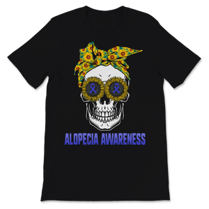 Alopecia Awareness Sunflower Sugar Skull Wearing Hair Unisex T-Shirt