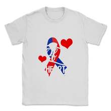 Load image into Gallery viewer, Mom of a Heart Warrior CHD Disease Awareness Red Blue Unisex T-Shirt
