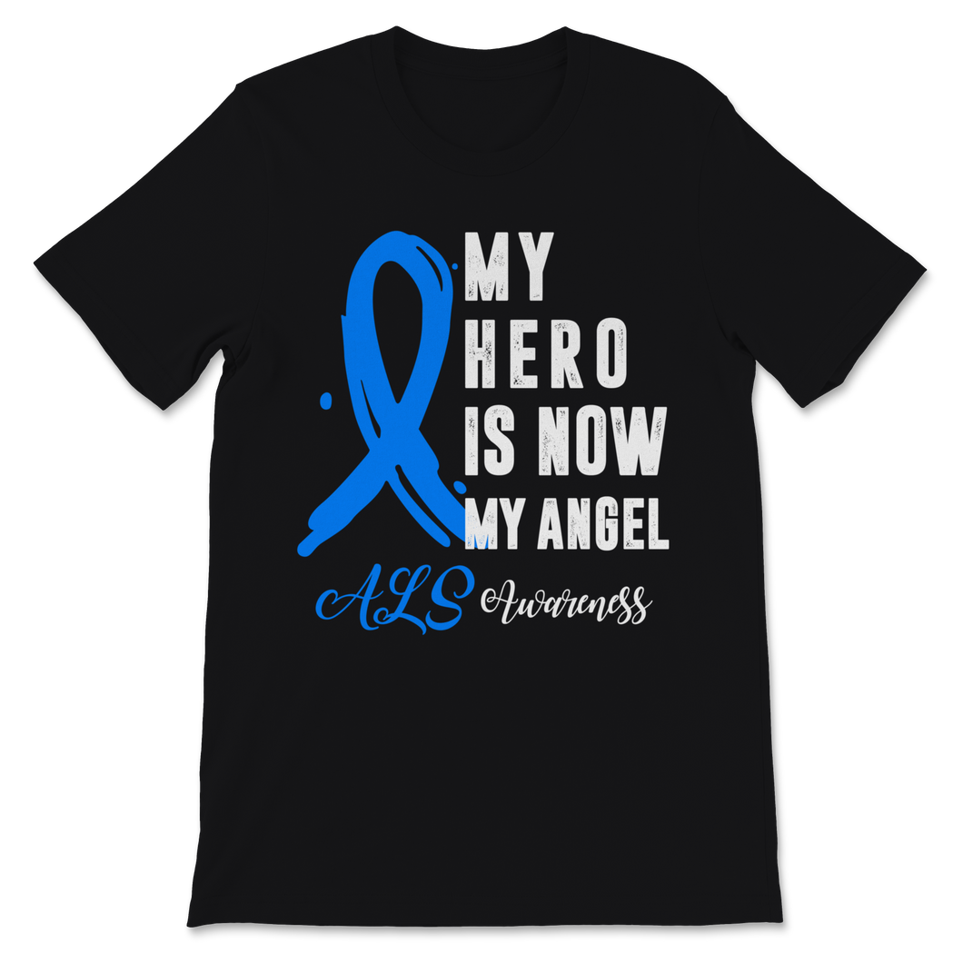 Als Awareness My Hero Is Now My Angel Blue Ribbon Unisex T-Shirt